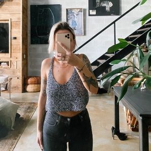 TALULA BLACK & WHITE KNIT CROPPED TANK